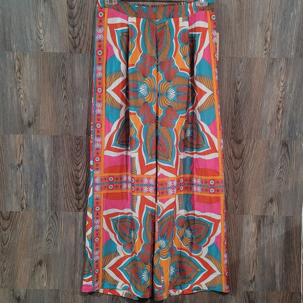 A.Peach Bold Resortwear Wide-Leg Palazzo Pants XL x 29 Colorful Boho Maximalist